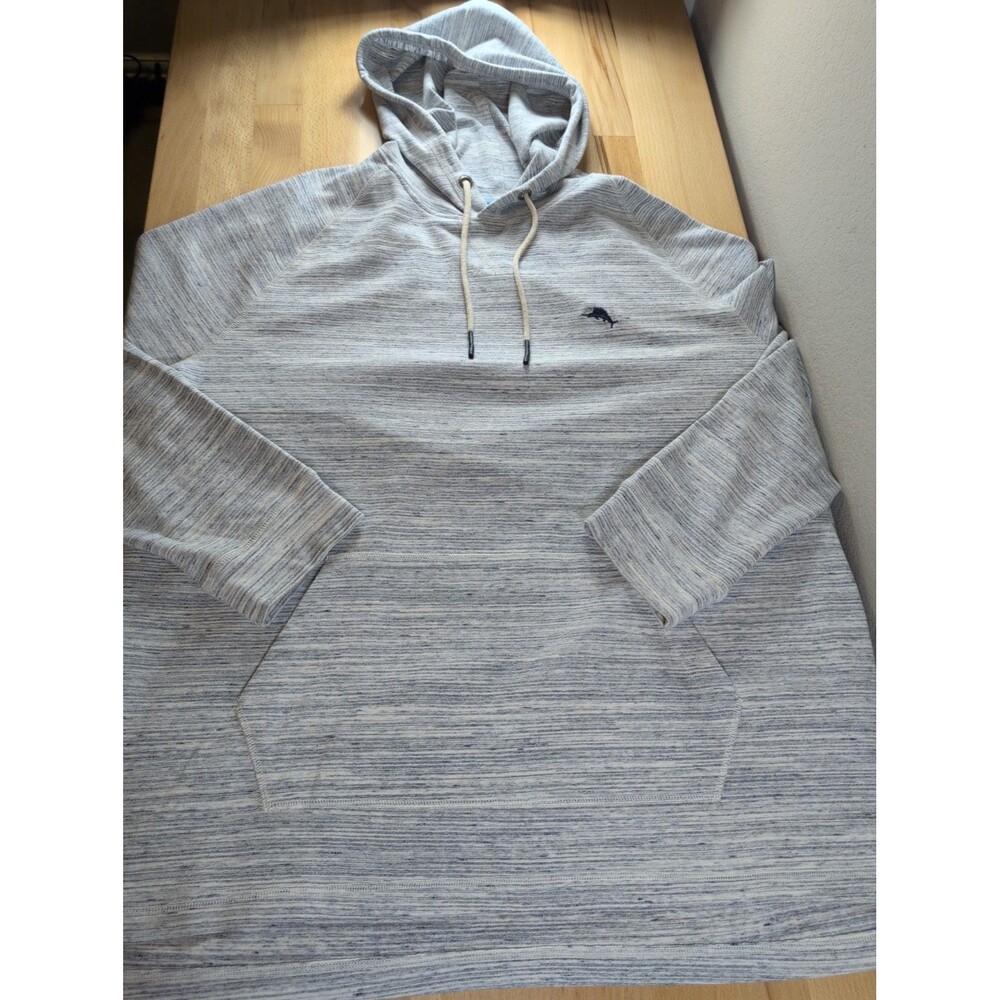 Tommy Bahama Hoodie Men 2XL Gray Lightweight Sweatshirt Heathered Pullover